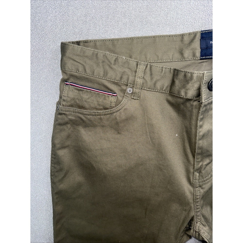Tommy Hilfiger Mens Sz 34x30 Flex Straight Leg Stretch Logo Green 5 Pocket Pants - Picture 4 of 10